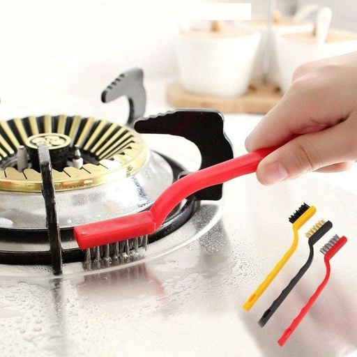 [A-732] 3 Pc Mini Wire Brush Set Cleaning Tool Kit - Brass Nylon Stainless Steel Bristles