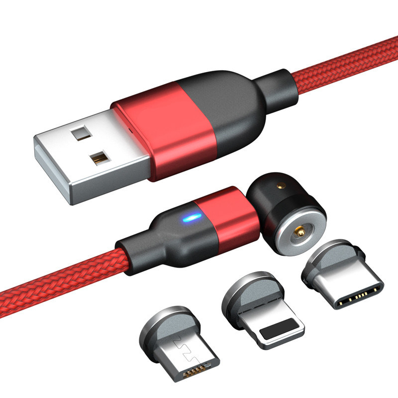 3 in 1 Magnetic Fast Charging USB Cable, 540 Degree Rotating Charging Cable