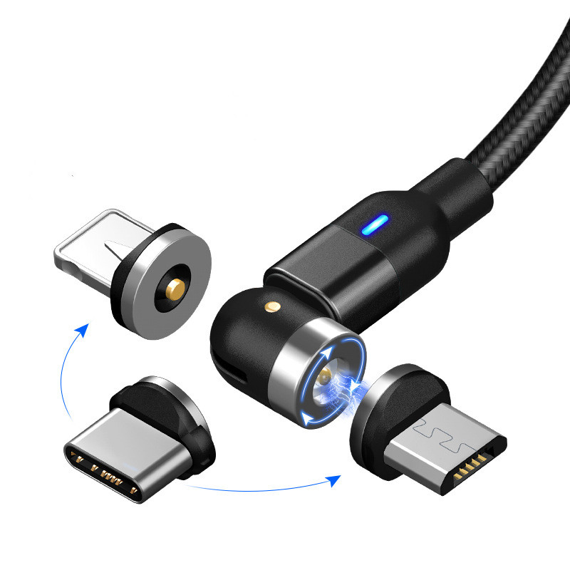 3 in 1 Magnetic Fast Charging USB Cable, 540 Degree Rotating Charging Cable