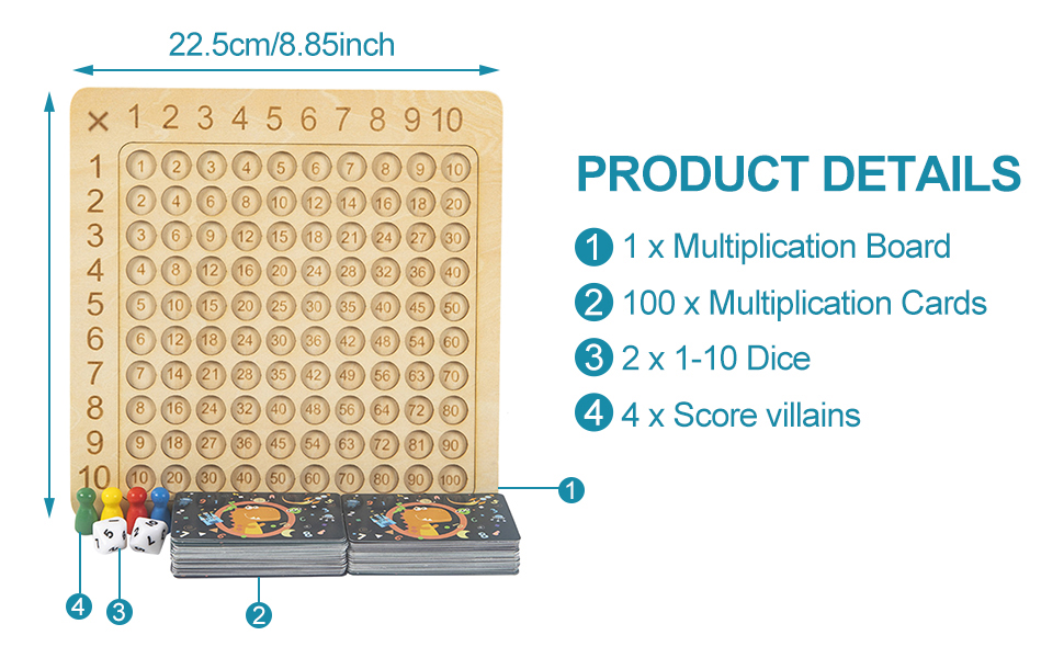 Multiplication Board Game, Wooden Math Multiplication Board, Children Counting Toy, Math Table Board Game, Educational Learning Counting Blocks