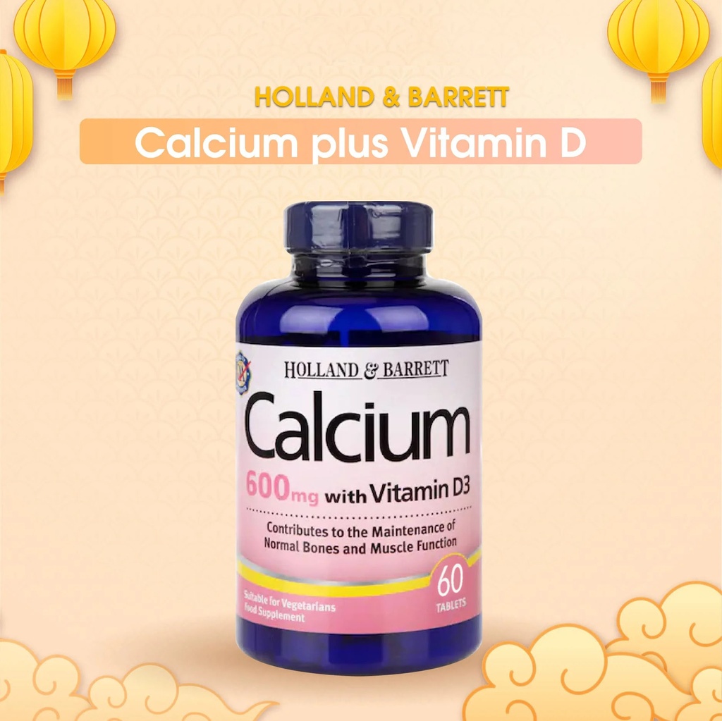 Holland &amp; Barrett Calcium 600mg with Vitamin D3 60 Tablets