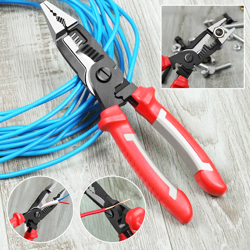 6 In 1 Multifunctional Electrician Pliers, Wire Stripper Pliers, Heavy Duty Multi Function Tool for Electrical Wiring