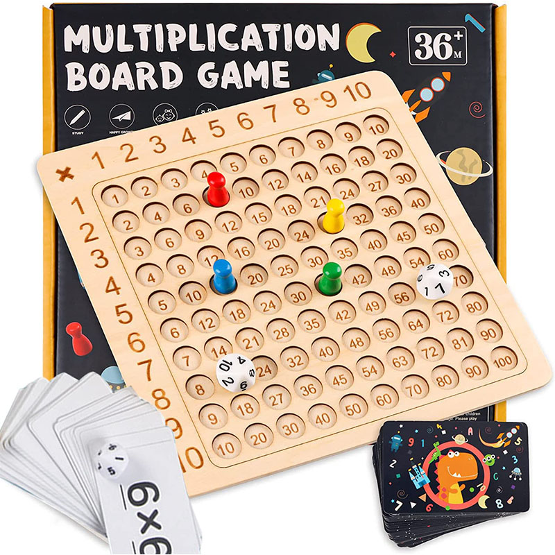 Multiplication Board Game, Wooden Math Multiplication Board, Children Counting Toy, Math Table Board Game, Educational Learning Counting Blocks