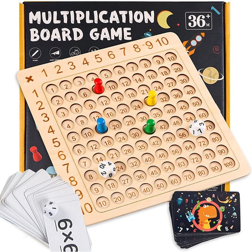 [BM-2342] Multiplication Board Game, Wooden Math Multiplication Board, Children Counting Toy, Math Table Board Game, Educational Learning Counting Blocks