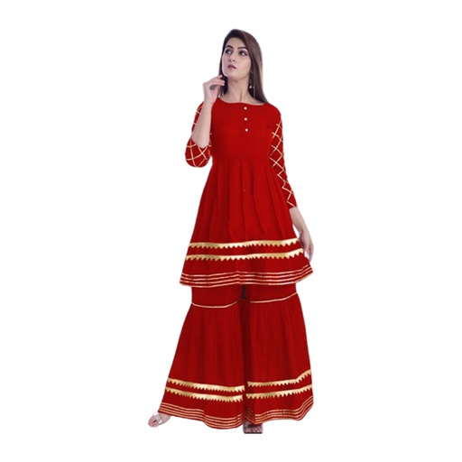 [A-743] Attractive High Quality Golden lace fitted Work Kameez and Palazzo Set for woman